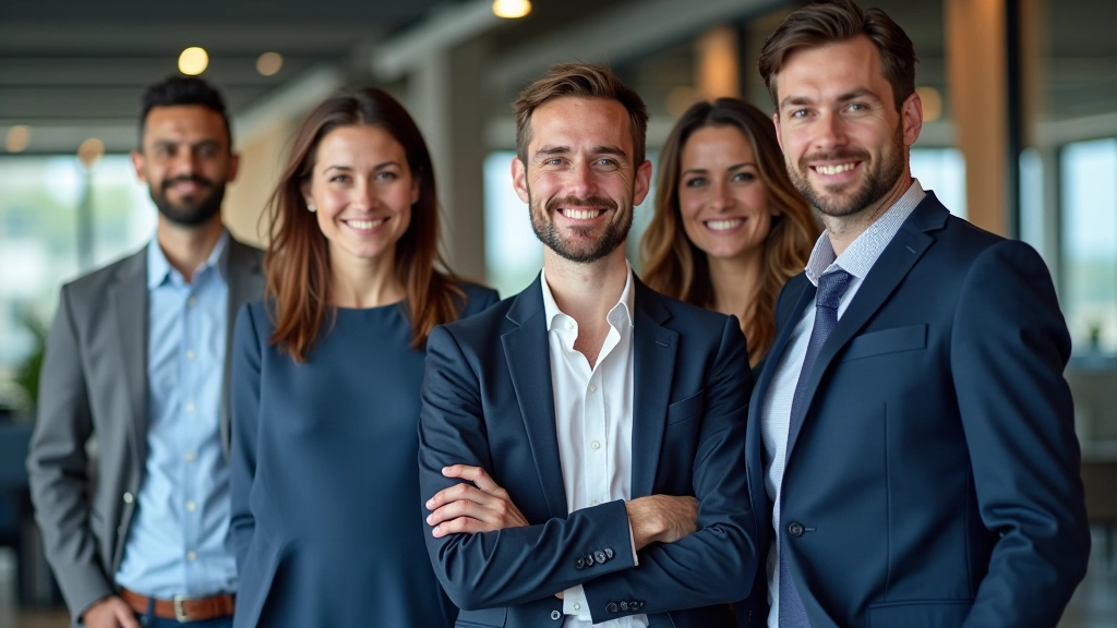 Equipo diverso de especialistas en sistemas de recomendación en Palma posando profesionalmente